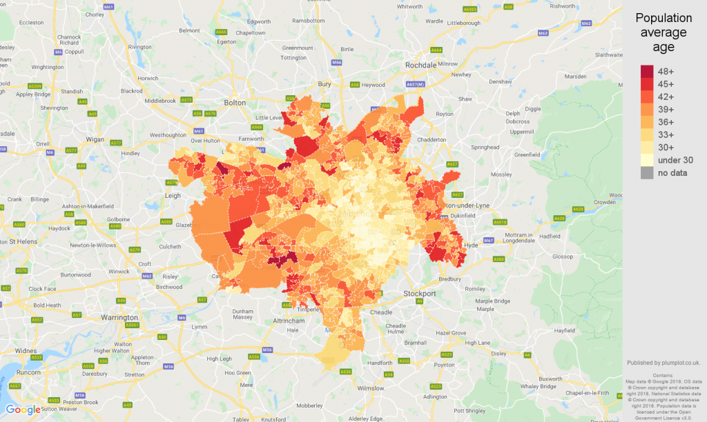 Manchester-population-average-age-map